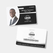 Badge Logo Photo Code-Barres Employé Noir et Blanc (Avant & arrière)