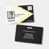 Badge Logo photo code-barres noir blanc jaune géométriqu (Avant & arrière)
