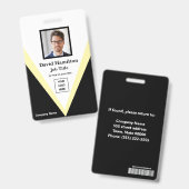Badge Logo photo code-barres noir blanc jaune géométriqu (Avant & arrière)