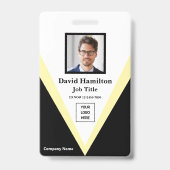 Badge Logo photo code-barres noir blanc jaune géométriqu (Avant)
