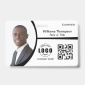 Badge Logo Photo Code QR Employé Noir et Blanc (Avant)