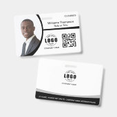 Badge Logo Photo Code QR Employé Noir et Blanc (Avant & arrière)