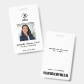 Badge Logo photo de base Nom de l'employé (Avant & arrière)