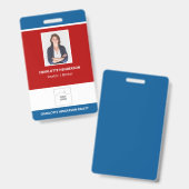 Badge Logo photo de l'agent immobilier bleu et blanc rou (Front & Back)