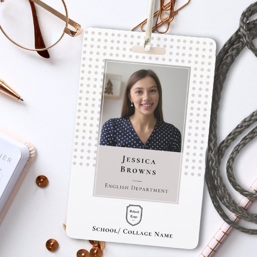 Badge Logo photo de l'école de l'étudiant/employé Code Q