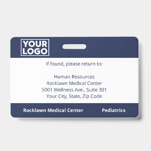 Badge Logo photo de l'employé Code à barres Navy Blue Ho (Arrière)