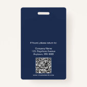 Badge Logo photo de l'employé Code QR Marine Bleu Blanc (Dos)