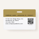 Badge Logo photo de l'employé Code QR Or Noir (Dos)