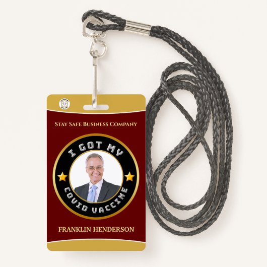 Badge Logo photo de l'employé Covid Vacciné Insigne pers (Devant avec lanière)