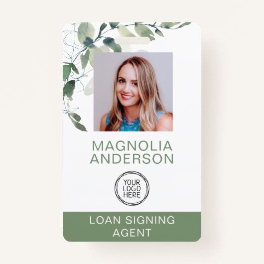 Badge Logo photo de l'employé d'Eucalyptus Code à barres (Devant)