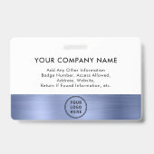 Badge Logo photo de l'employé en métal bleu (Arrière)