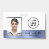 Badge Logo photo de l'employé en métal bleu (Avant)