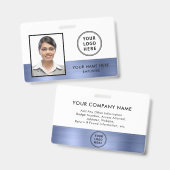 Badge Logo photo de l'employé en métal bleu (Avant & arrière)