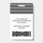 Badge Logo photo de l'employé et Barcode Gris Gris (Back)