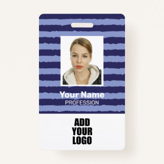 Badge Logo photo de l'employé et code à barres Bleu Band
