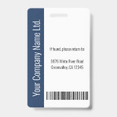 Badge Logo photo de l'employé Modèle moderne Nom bleu (Back)