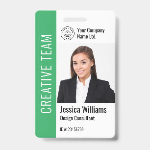 Badge Logo photo de l'employé Modèle moderne Nom vert