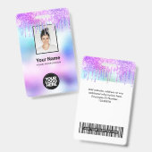 Badge Logo photo de l'employé - Parties scintillant holo (Front & Back)