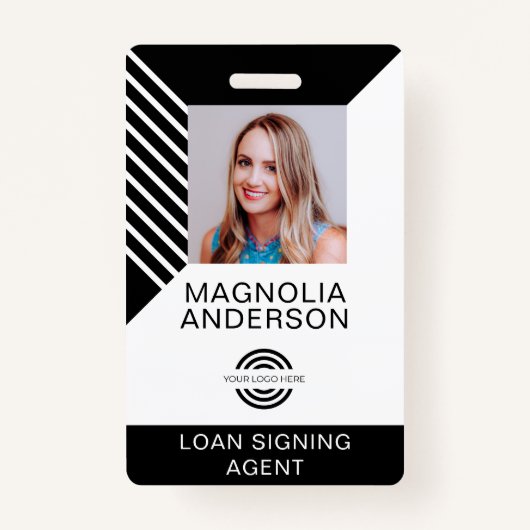 Badge Logo photo de l'employé personnalisé Code à barres (Devant)