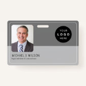 Badge Logo photo de l'employé personnalisé ID code-barre (Devant)