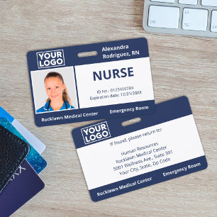 Badge Logo photo de l'employé personnalisé Marine Blue M