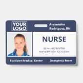 Badge Logo photo de l'employé personnalisé Marine Blue M (Avant)