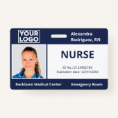 Badge Logo photo de l'employé personnalisé Marine Blue M (Devant)