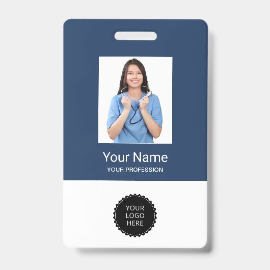 Badge Logo photo de l'employé personnalisé Nom du bureau (Avant)