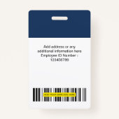 Badge Logo photo de l'employé personnalisé Nom du bureau (Dos)