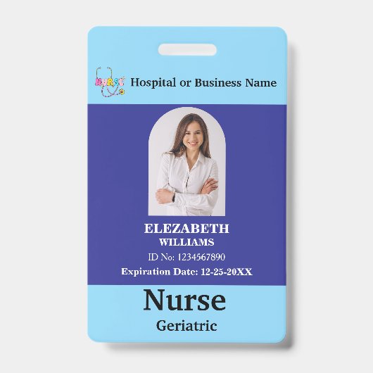 Badge Logo photo de l'employé personnalisé Nom du code Q (Avant)