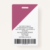 Badge Logo photo de l'employé rose vif Code à barres (Dos)