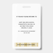 Badge Logo photo de l'employé Rose voilé pour l'infirmiè (Dos)