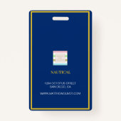 Badge Logo photo de l'employé sur mesure White Navy (Dos)