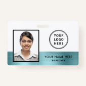 Badge Logo photo de l'employé Turquoise vert métal (Devant)