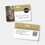 Badge Logo photo de l'entreprise de l'employé Code QR Bl (Front & Back)