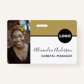 Badge Logo photo de l'entreprise de l'employé Code QR Bl (Devant)