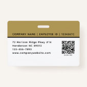 Badge Logo photo de l'entreprise de l'employé Code QR Bl (Dos)