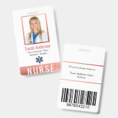 Badge Logo photo de l'infirmière Code à barres Rose Gold (Front & Back)