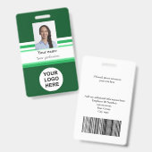 Badge logo photo de société code-barres vert (Avant & arrière)