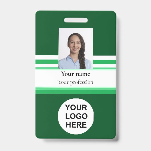 Badge logo photo de société code-barres vert (Avant)
