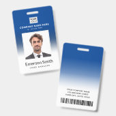 Badge Logo photo dégradé bleu nom de l'employé id (Avant & arrière)