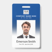Badge Logo photo dégradé bleu nom de l'employé id (Avant)