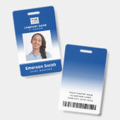 Badge Logo photo dégradé bleu nom de l'employé titre id (Avant & arrière)