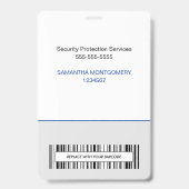 Badge Logo Photo d'employé Nom Code-barres Bleu Gris ID (Arrière)