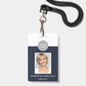 Badge Logo photo d'identité de l'employé bleu marine Tra (Avant avec lanière)