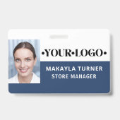 Badge Logo Photo Employé Bleu (Avant)