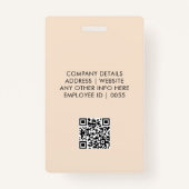 Badge Logo photo employé de carte d'identité moderne (Dos)
