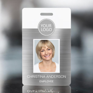 Badge Logo Photo Entreprise Nom de l'Employé Métallisé A