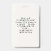 Badge Logo Photo ID Beige (Arrière)