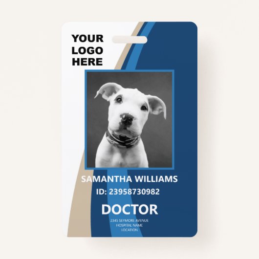 Badge Logo photo ID Médicale bleu et blanc (Devant)